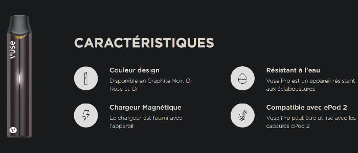 caractéristiques vuse pro 950